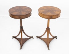 Biedermeier Style Flame Mahogany Side Tables, Pair