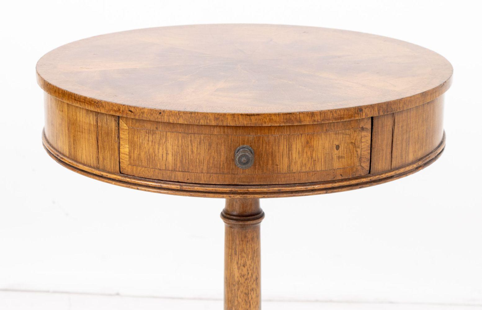 Brass Biedermeier Style Flame Mahogany Side Tables, Pair For Sale