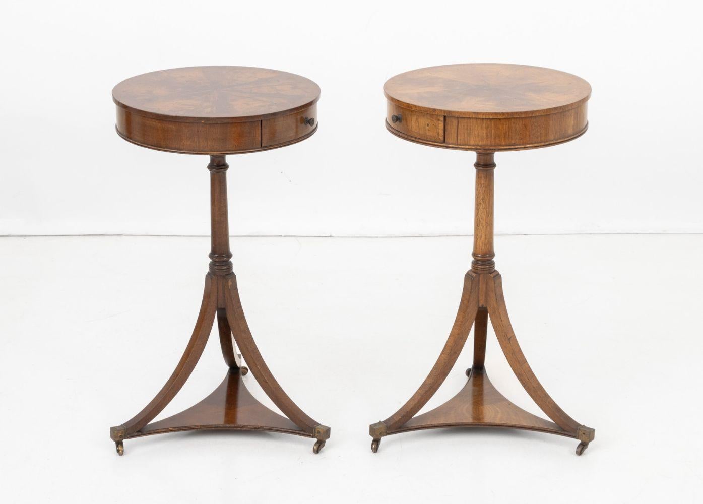 Biedermeier Style Flame Mahogany Side Tables, Pair For Sale 2