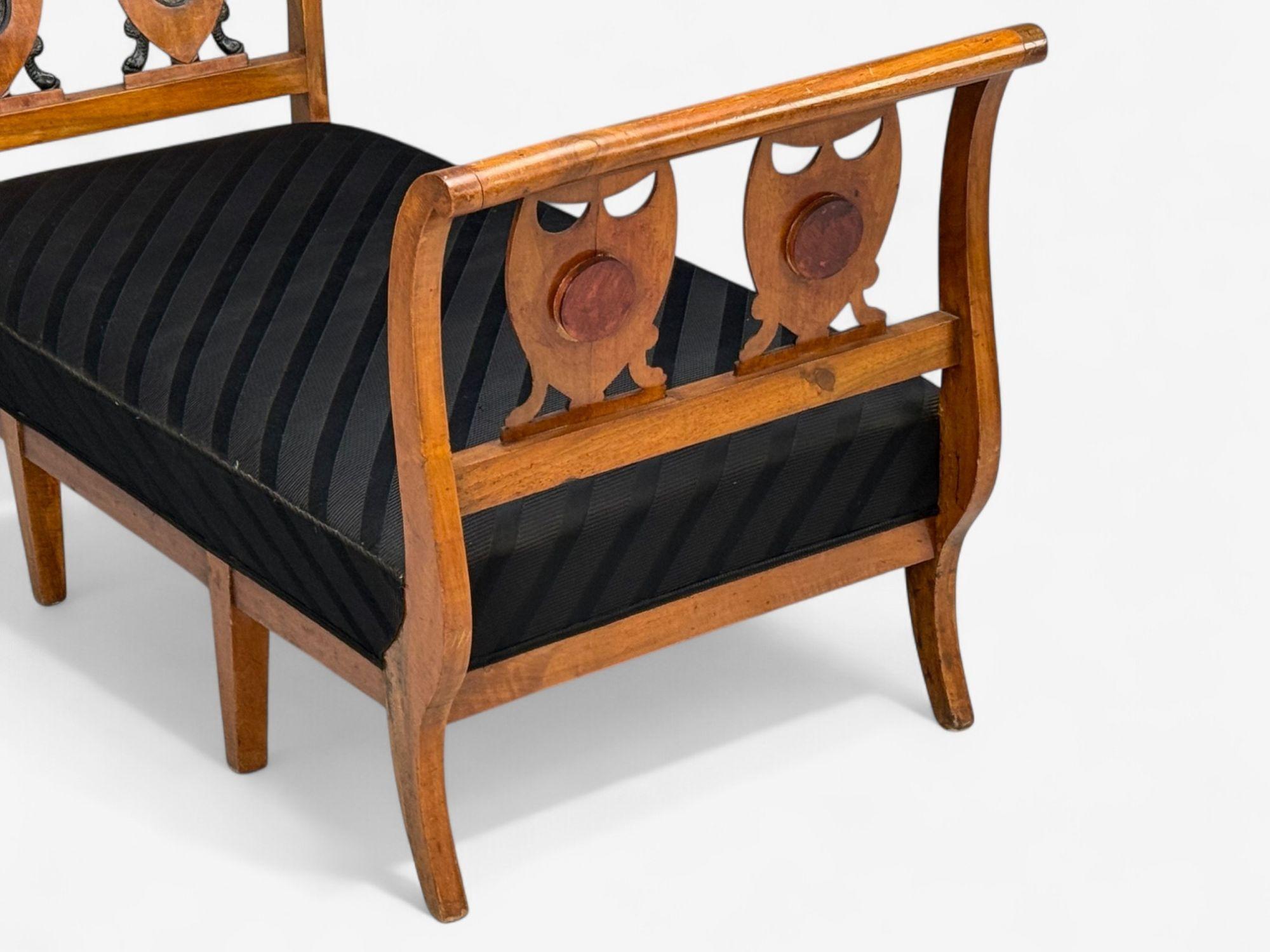 Biedermeier Style, Fruitwood, Black Fabric, Daybed, USA, 19th c. For Sale 5
