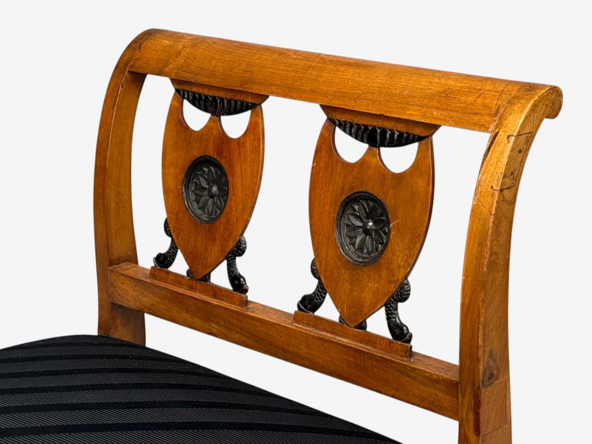 19th Century Biedermeier Style, Fruitwood, Black Fabric, Daybed, USA, 19th c. For Sale