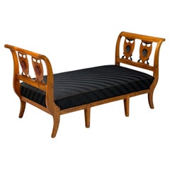Biedermeier Style, Fruitwood, Black Fabric, Daybed, USA, 19th c.