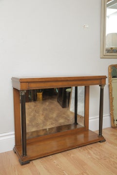 Biedermeier Mirrored Console Table, Wood & Mirror, Circa 1960s