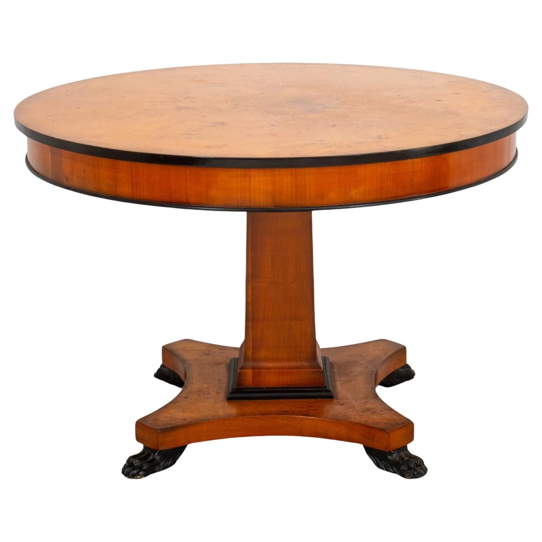 Biedermeier Style Part Ebonized Burl Center Table For Sale