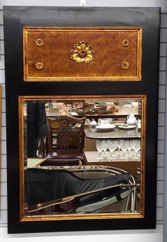 Biedermeier Style Partial Gilt and Ebonized Wood Trumeau Mirror