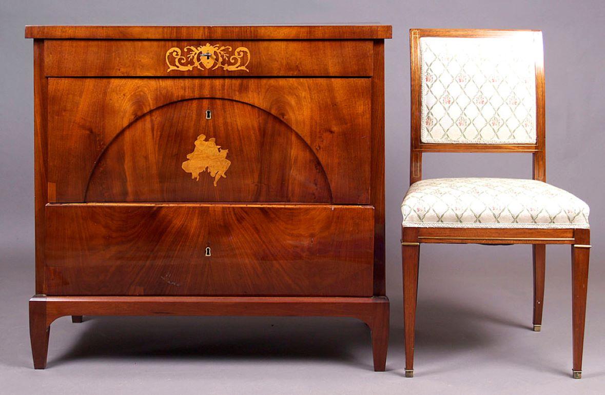 Biedermeier Style Pine Chest of Drawers with a Writing Desk, circa 1830 5