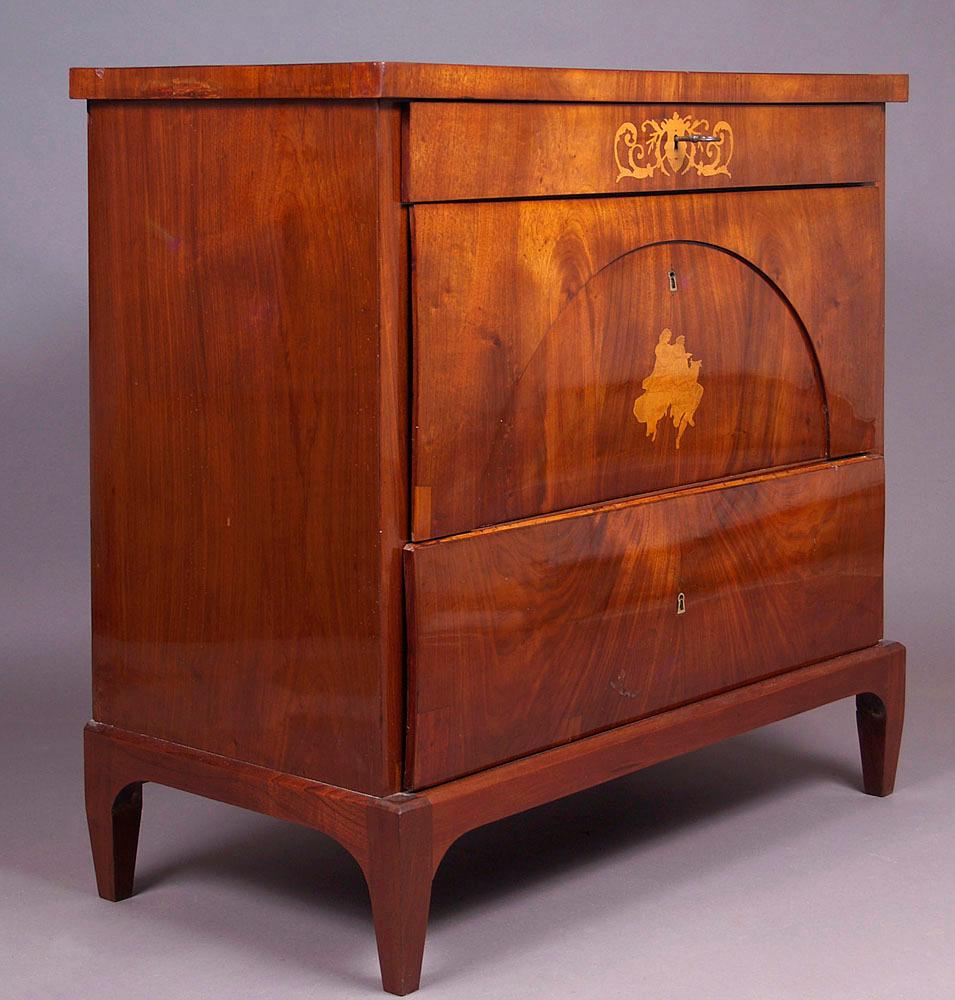 European Biedermeier Style Pine Chest of Drawers with a Writing Desk, circa 1830