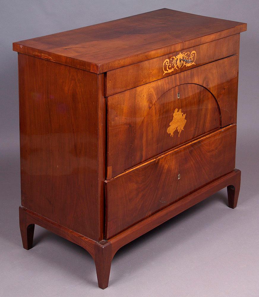 Veneer Biedermeier Style Pine Chest of Drawers with a Writing Desk, circa 1830
