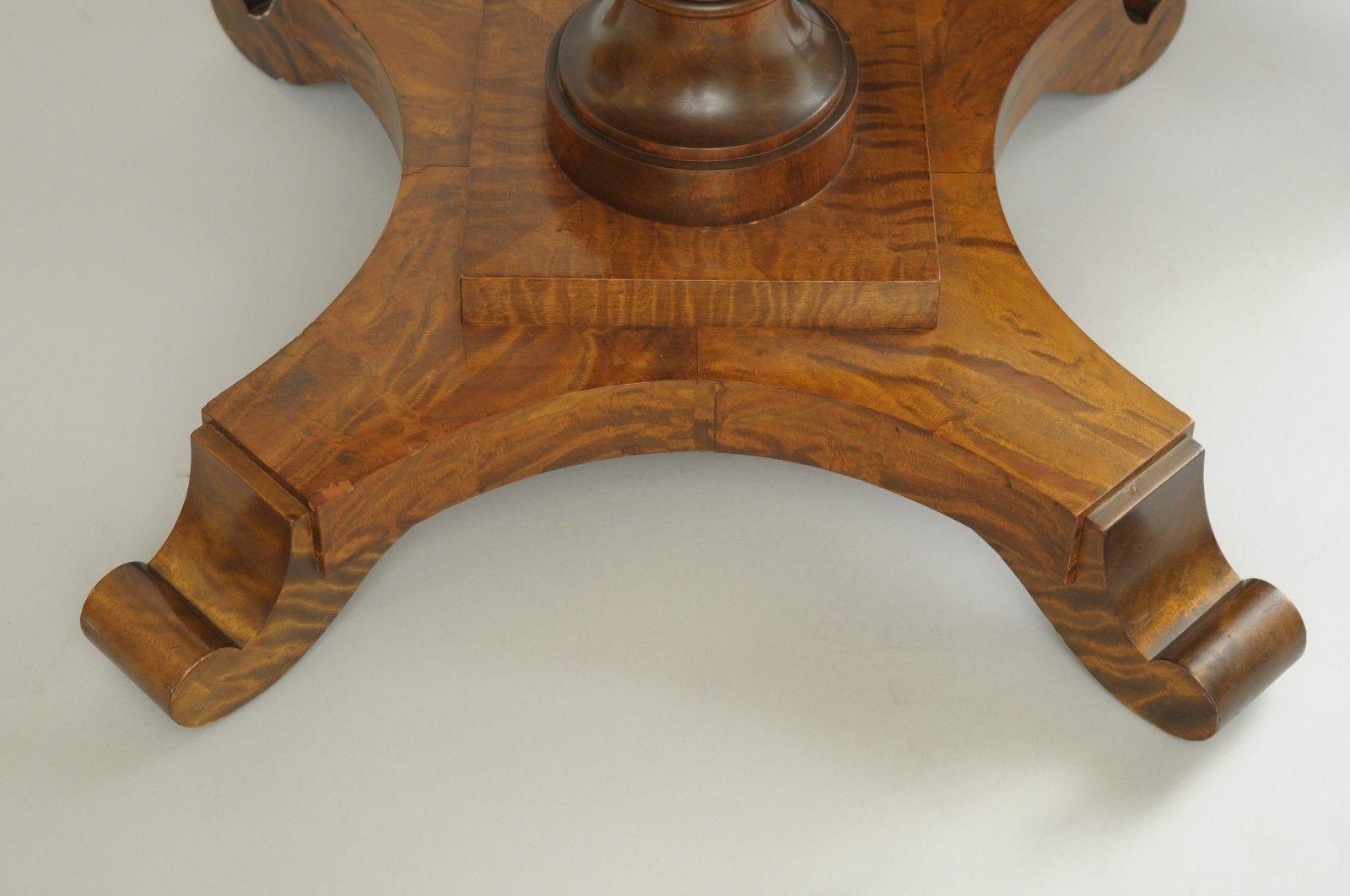 Biedermeier Style Round Center Table Star Inlaid Marquetry Burl Wood Veneer 3
