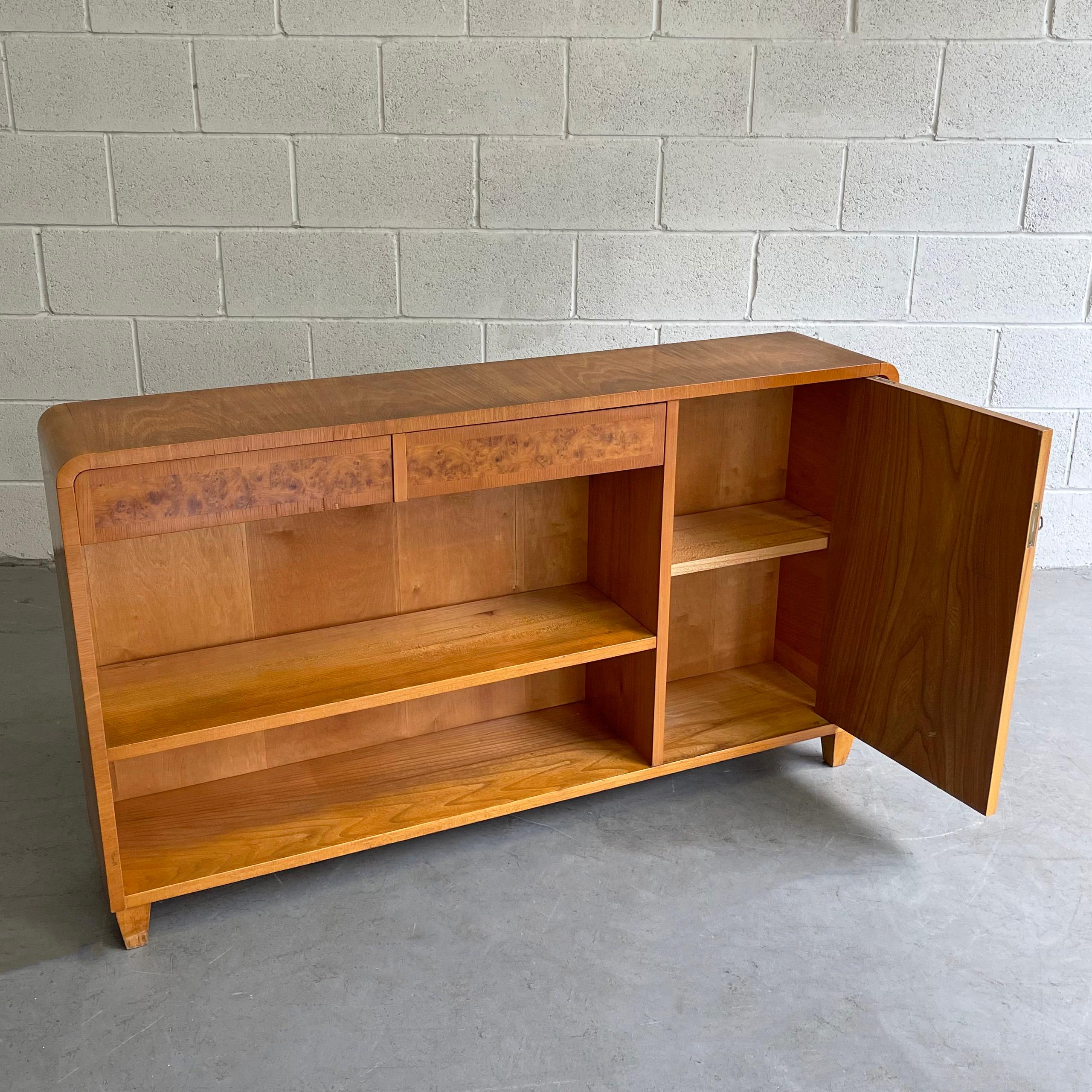 20th Century Biedermeier Style Satinwood Bookcase Credenza