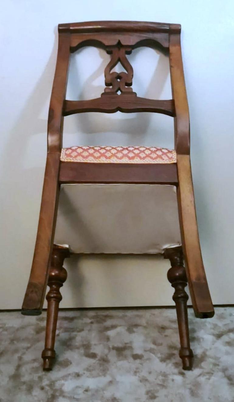 Biedermeier Style Set 4 Danish Chairs In Wood And Fabric For Sale 8