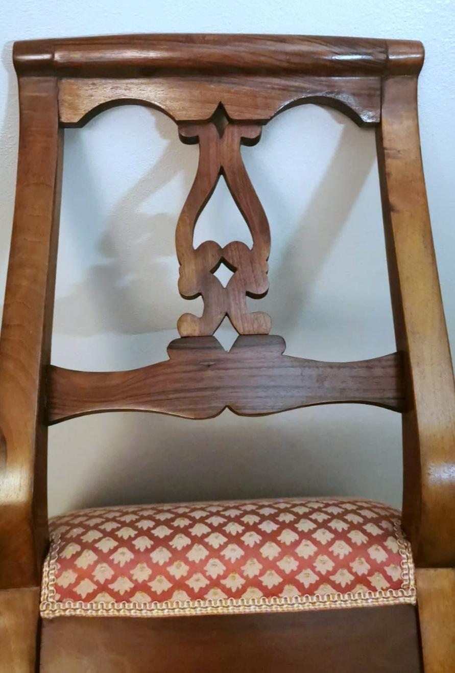 Set aus 4 dänischen Stühlen im Biedermeier-Stil aus Holz und Stoff im Angebot 9