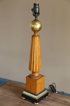 Biedermeier Style Table Lamp of Carved and Gilt Fruitwood