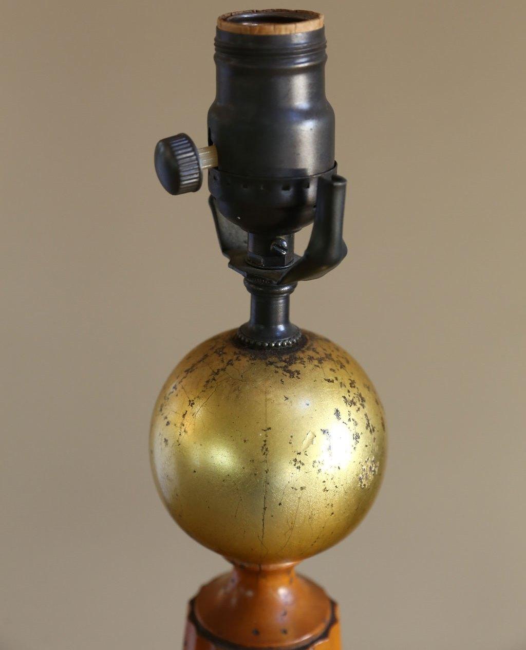 French Biedermeier Style Table Lamp of Carved and Gilt Fruitwood For Sale