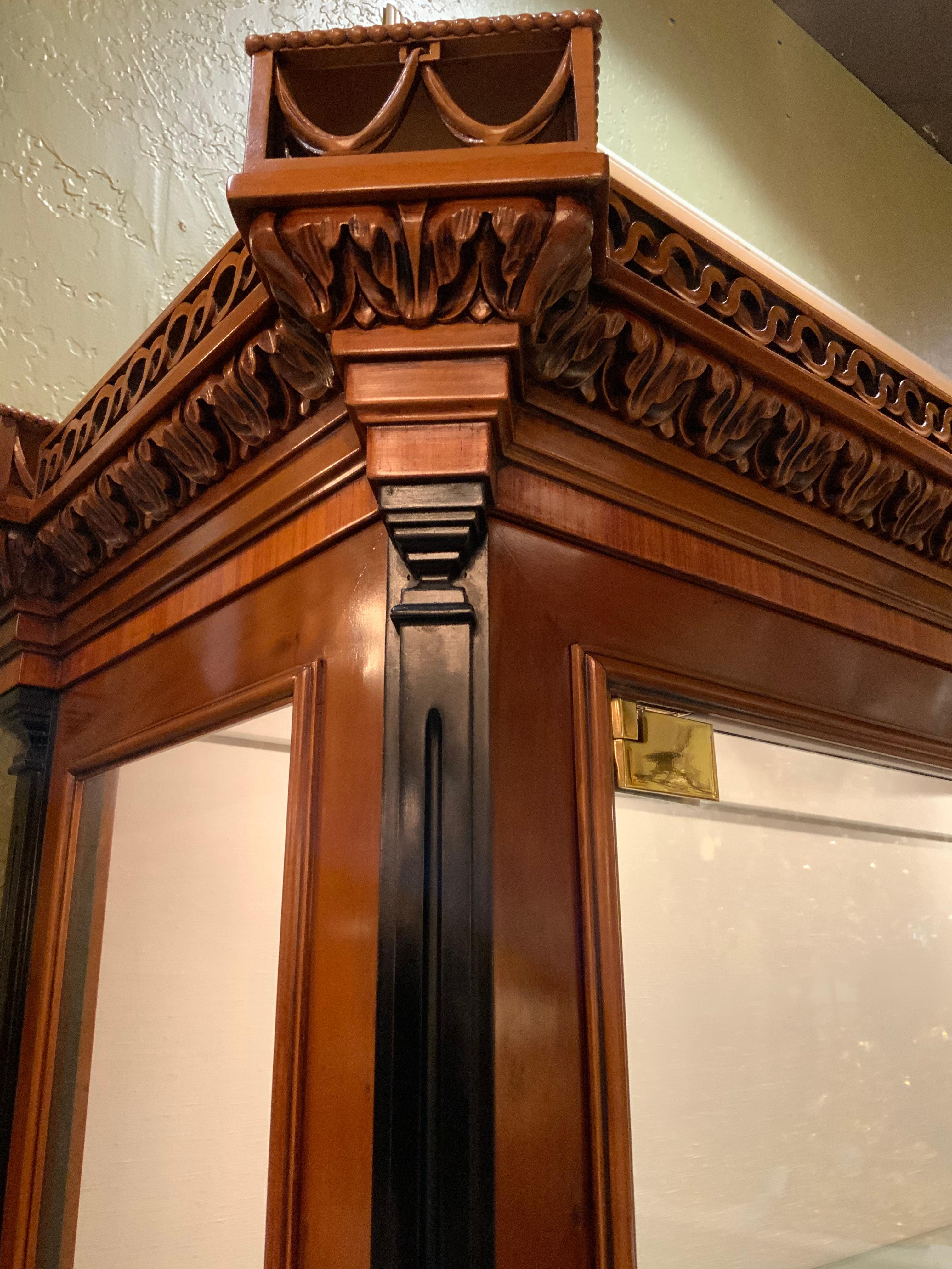 Vitrine Cabinet, Yew Wood and Cherrywood with Ebony Trim For Sale 1