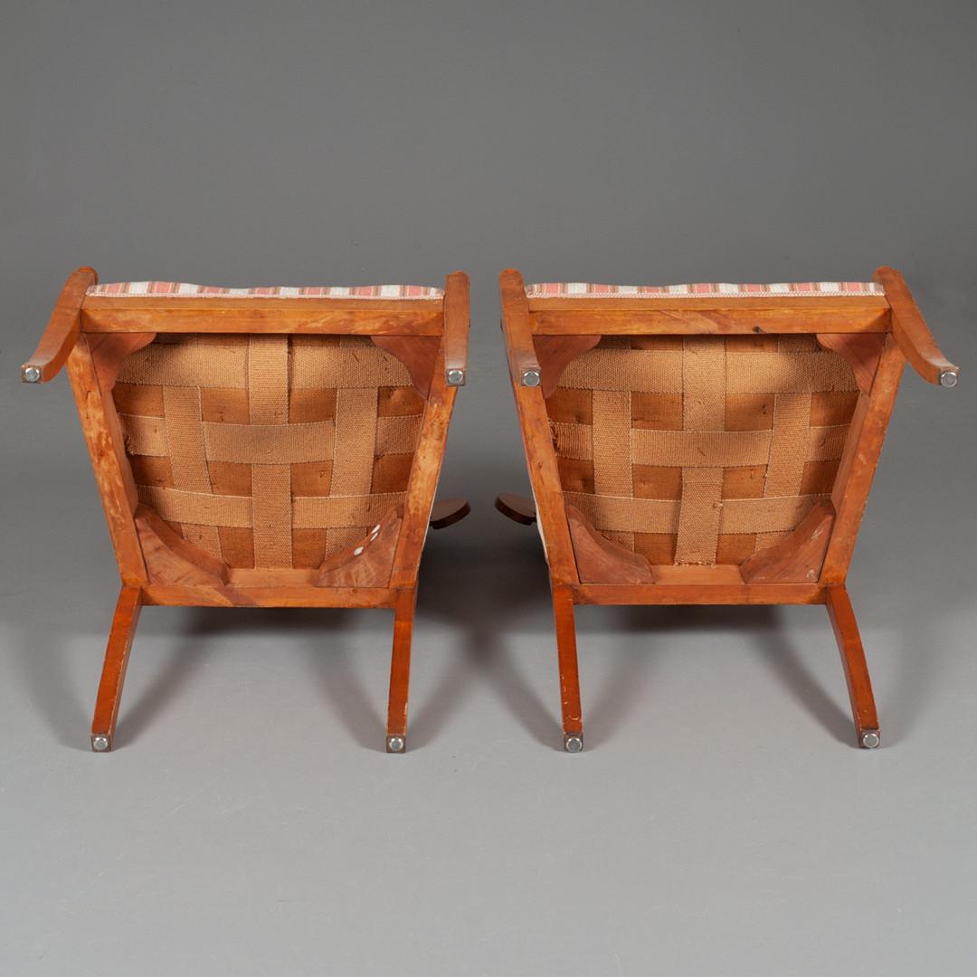 Carved Biedermeier Swedish Carver Chairs Late 1800s Antique Honey Quilted Golden Birch