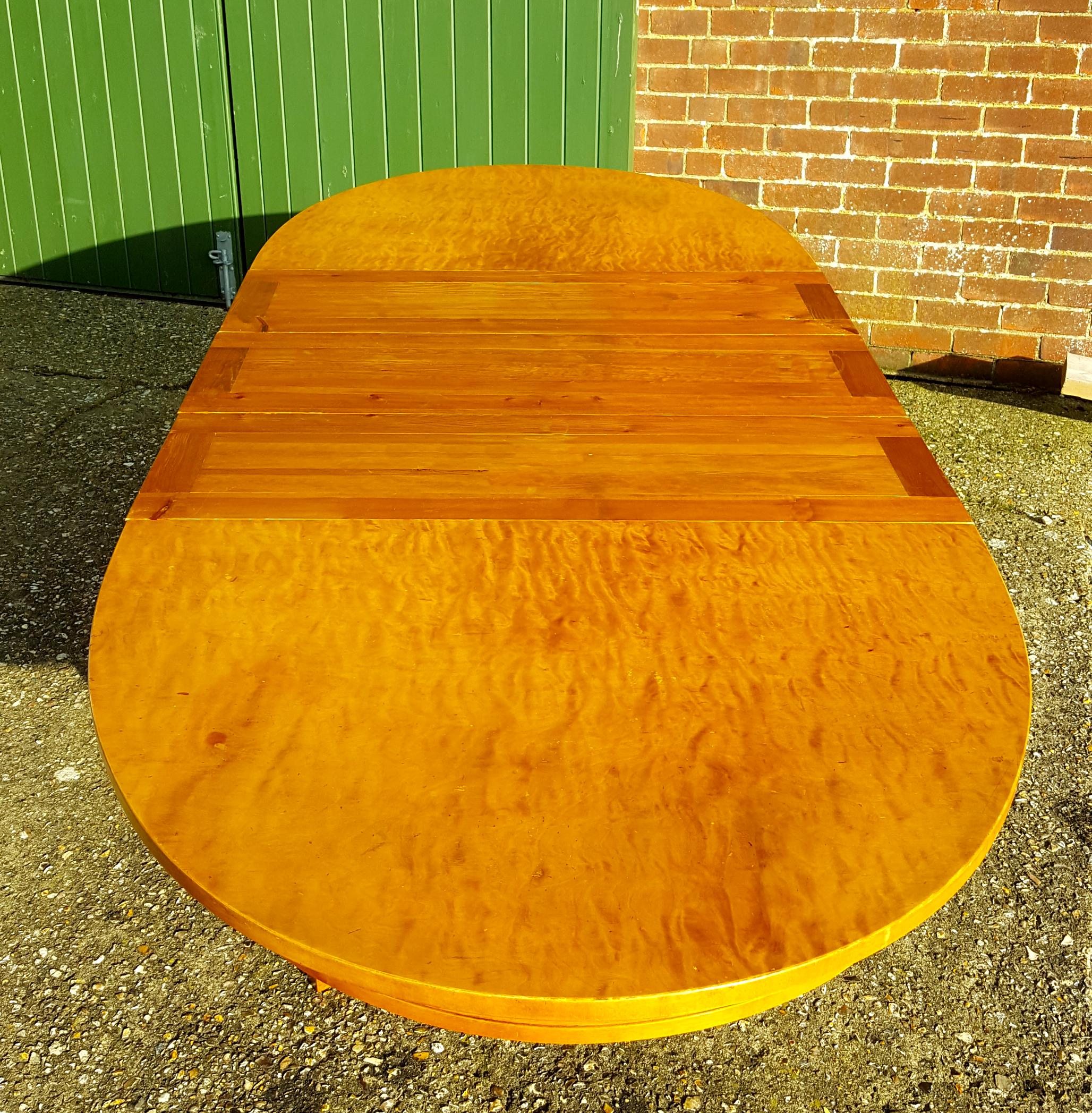 Pine Biedermeier Swedish Extendable Dining Table, Early 20th Century, Art Deco