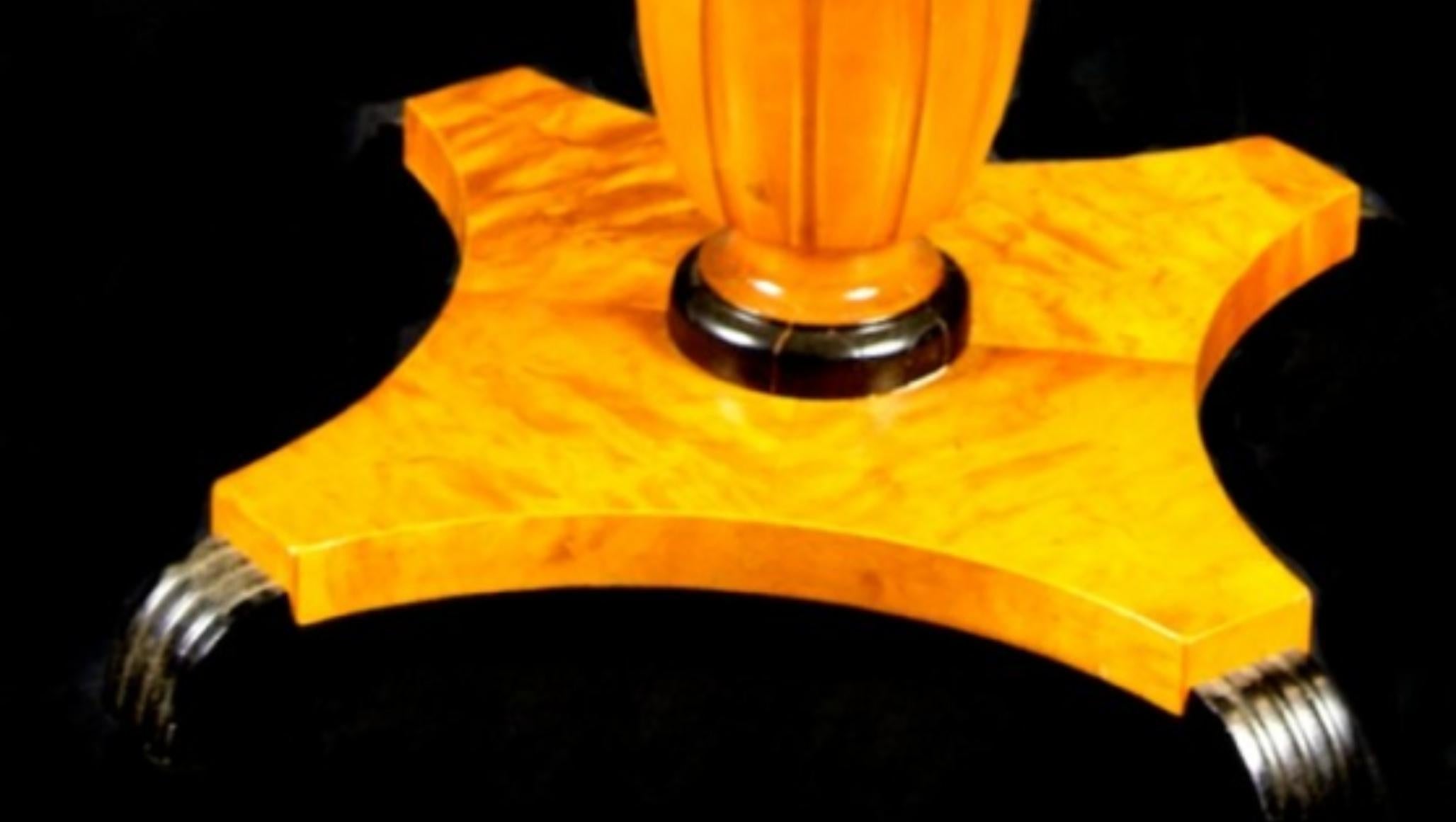 19th Century Biedermeier Swedish  Round Table Honey Golden Birch Ormolu Urn Pedestal