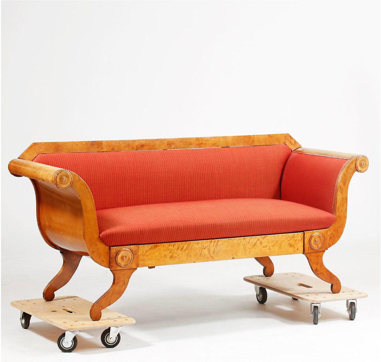 Biedermeier Swedish Sofa Couch Settee Honey Color, 3-4 Seat, 1800s Empire A In Good Condition In Lewes, England