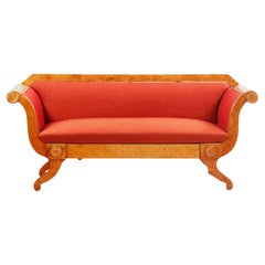 Biedermeier Swedish Sofa Couch Settee Honey Color, 3-4 Seat, 1800s Empire A