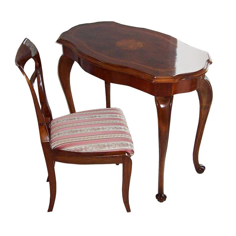 Biedermeier Table and Chair For Sale