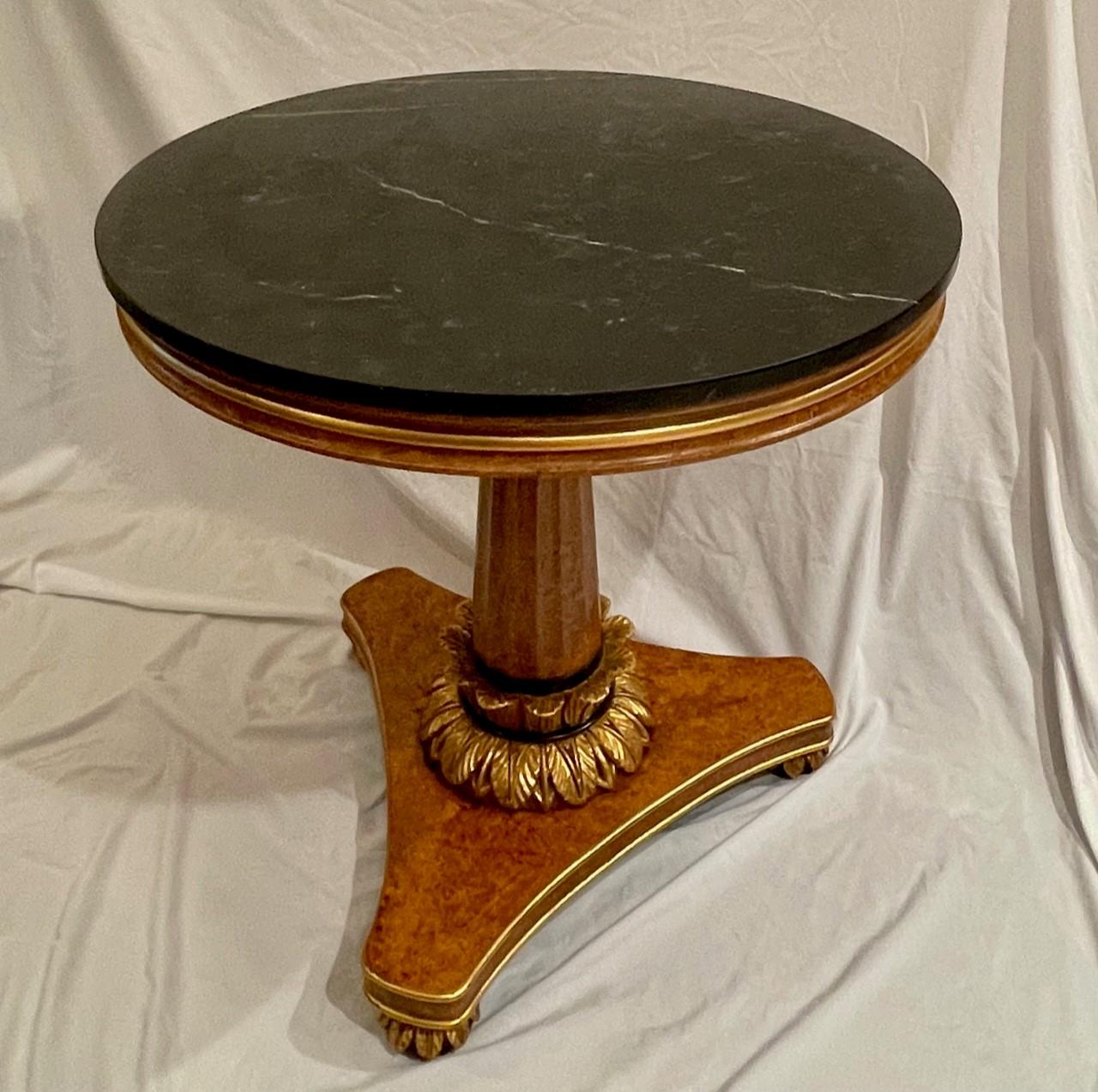 Biedermeier Table Carved Giltwood Marquina Marble Top Invitinghome In Good Condition For Sale In Vero Beach, FL