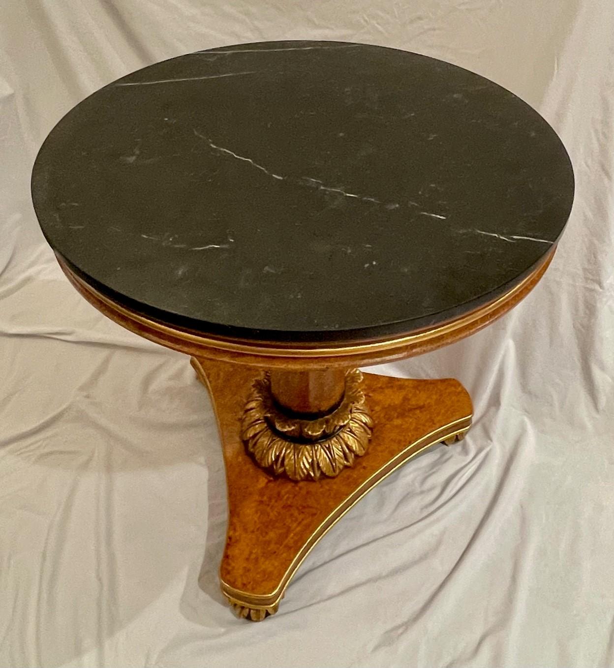 Contemporary Biedermeier Table Carved Giltwood Marquina Marble Top Invitinghome For Sale