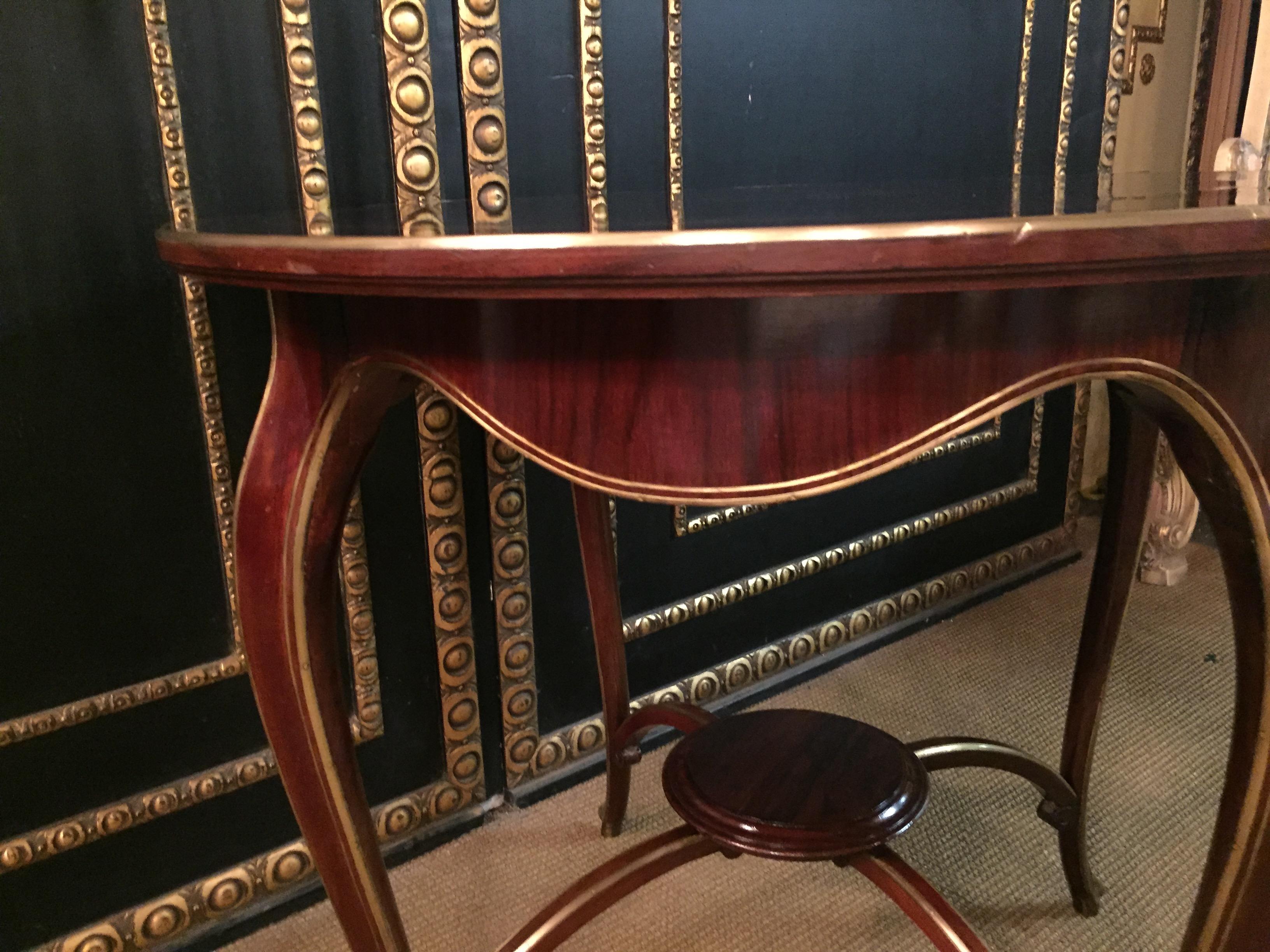 Antique Biedermeier Table Mahogany Inlaid with Mother of Pearl inlay 1870 For Sale 8