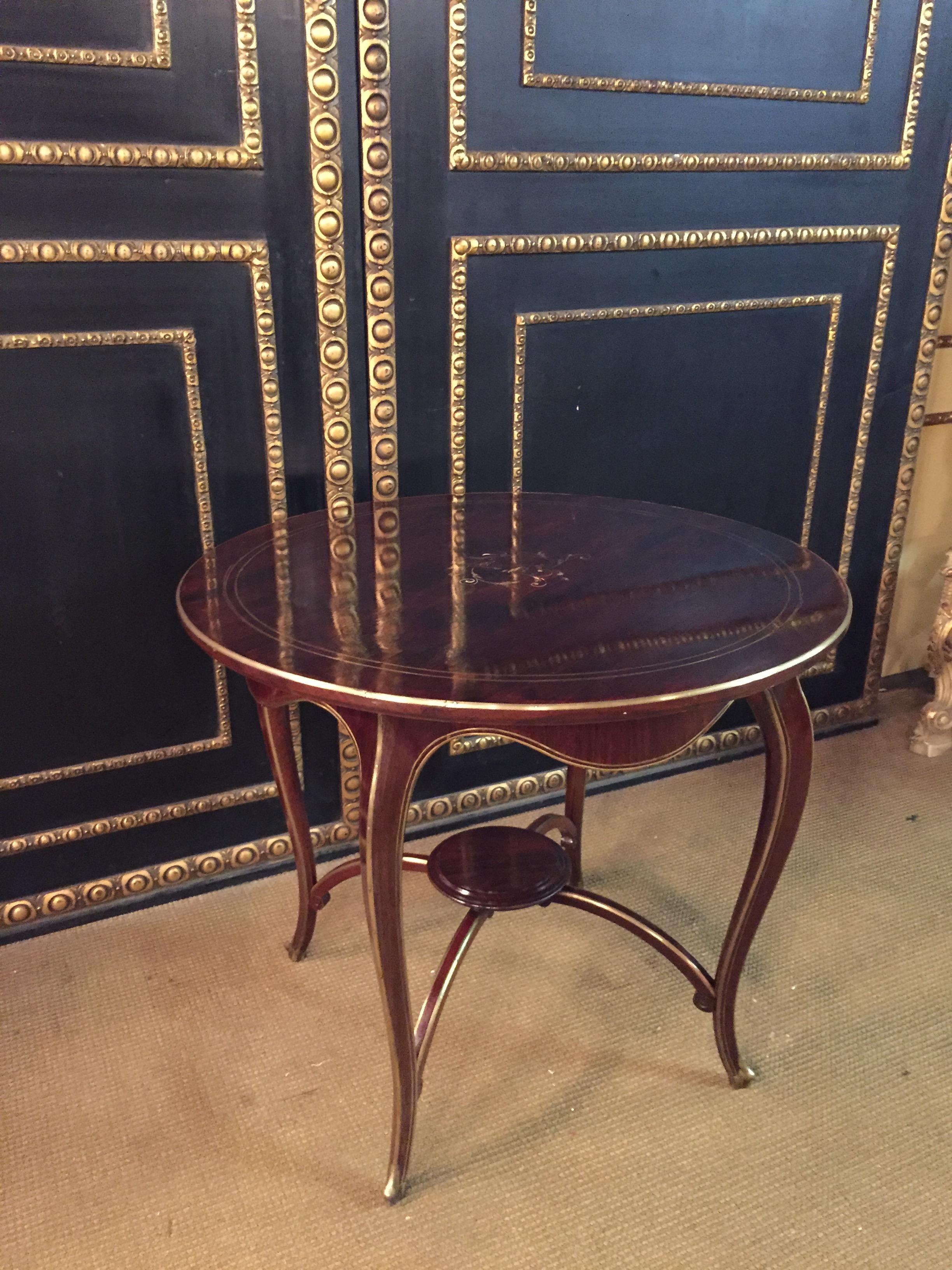 Inlay Antique Biedermeier Table Mahogany Inlaid with Mother of Pearl inlay 1870 For Sale