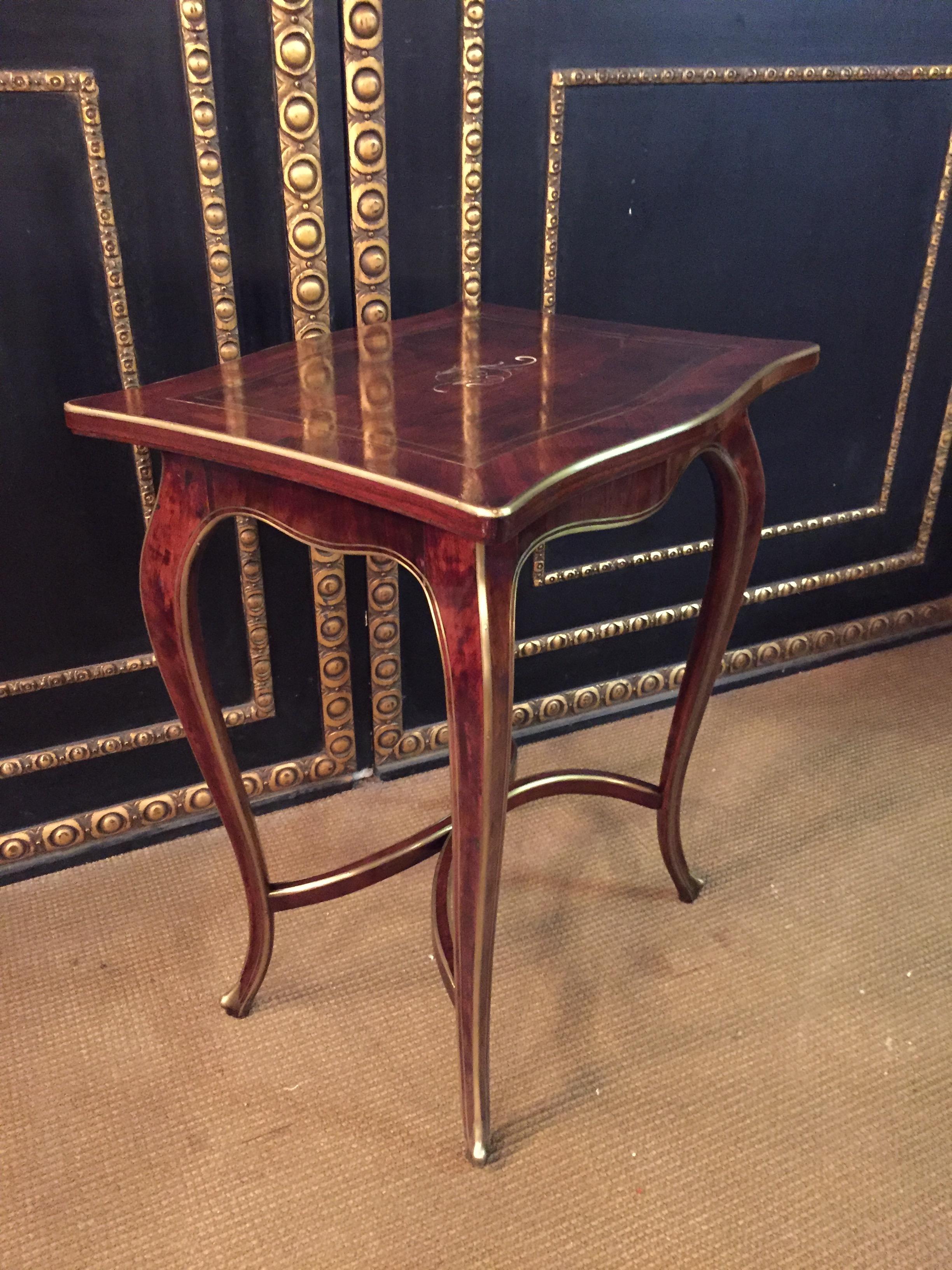 Antique Biedermeier Table Mahogany Inlaid with Mother Pearl 1870 4