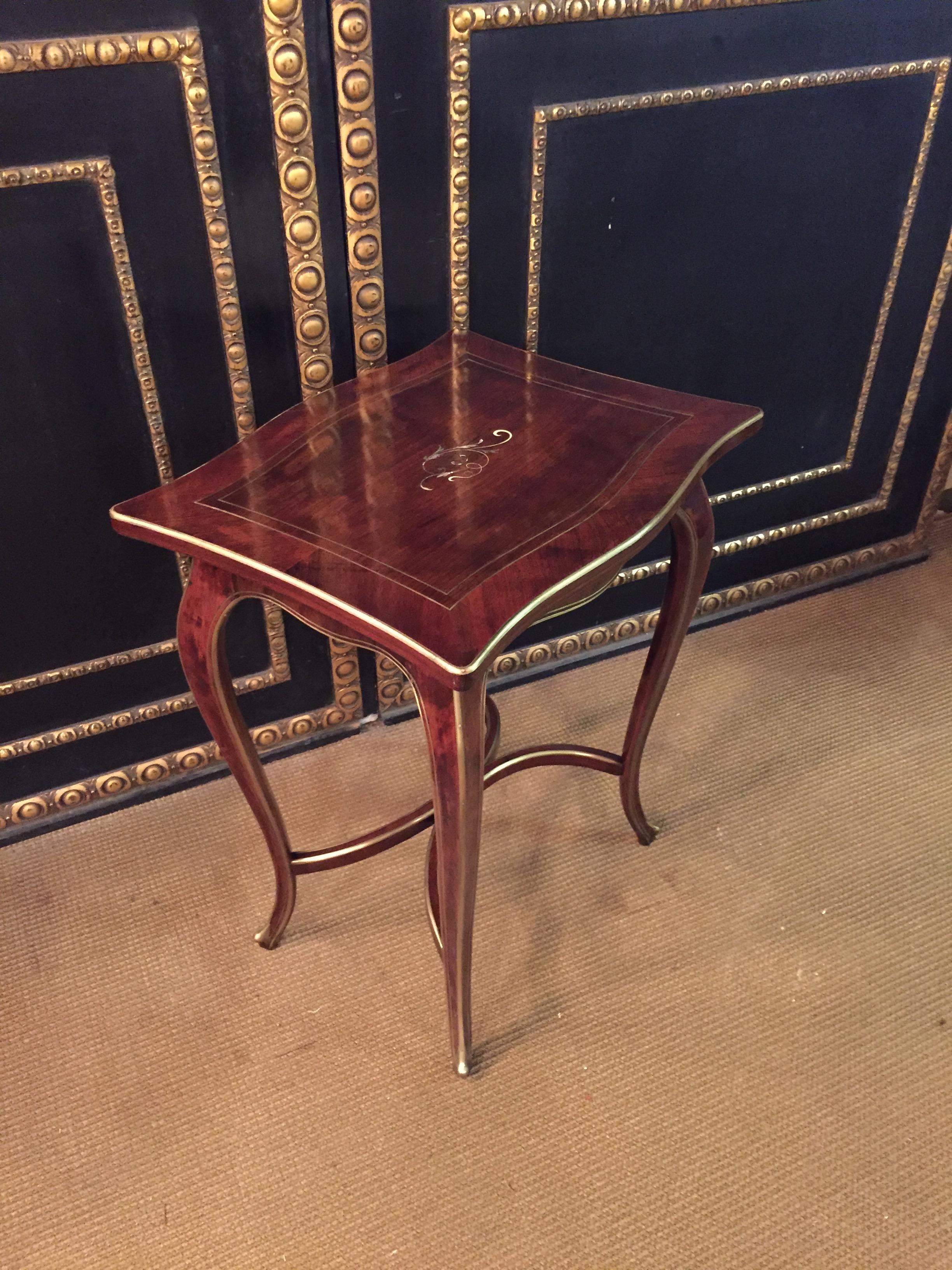 Antique Biedermeier Table Mahogany Inlaid with Mother Pearl 1870 5