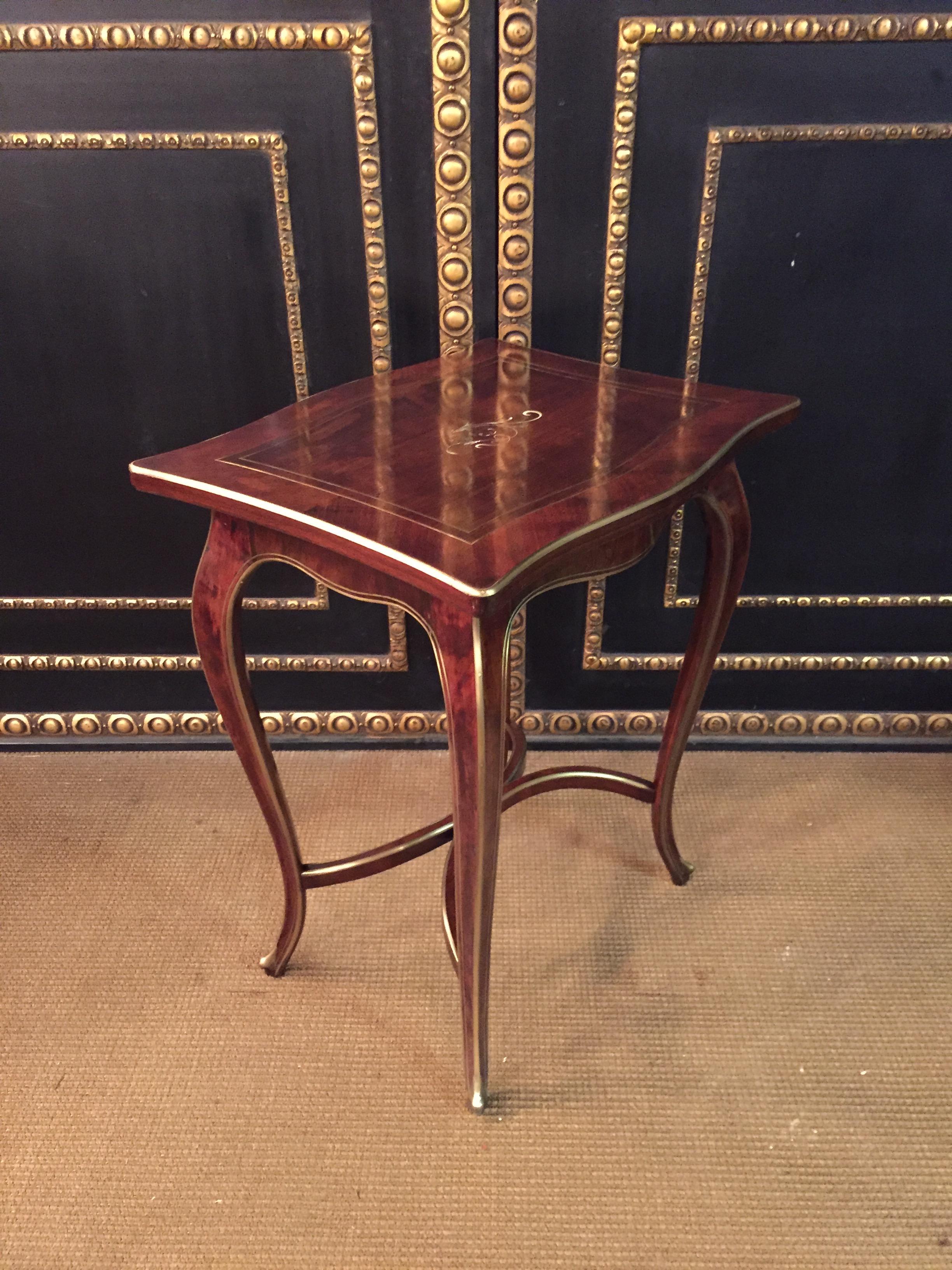 Antique Biedermeier Table Mahogany Inlaid with Mother Pearl 1870 6