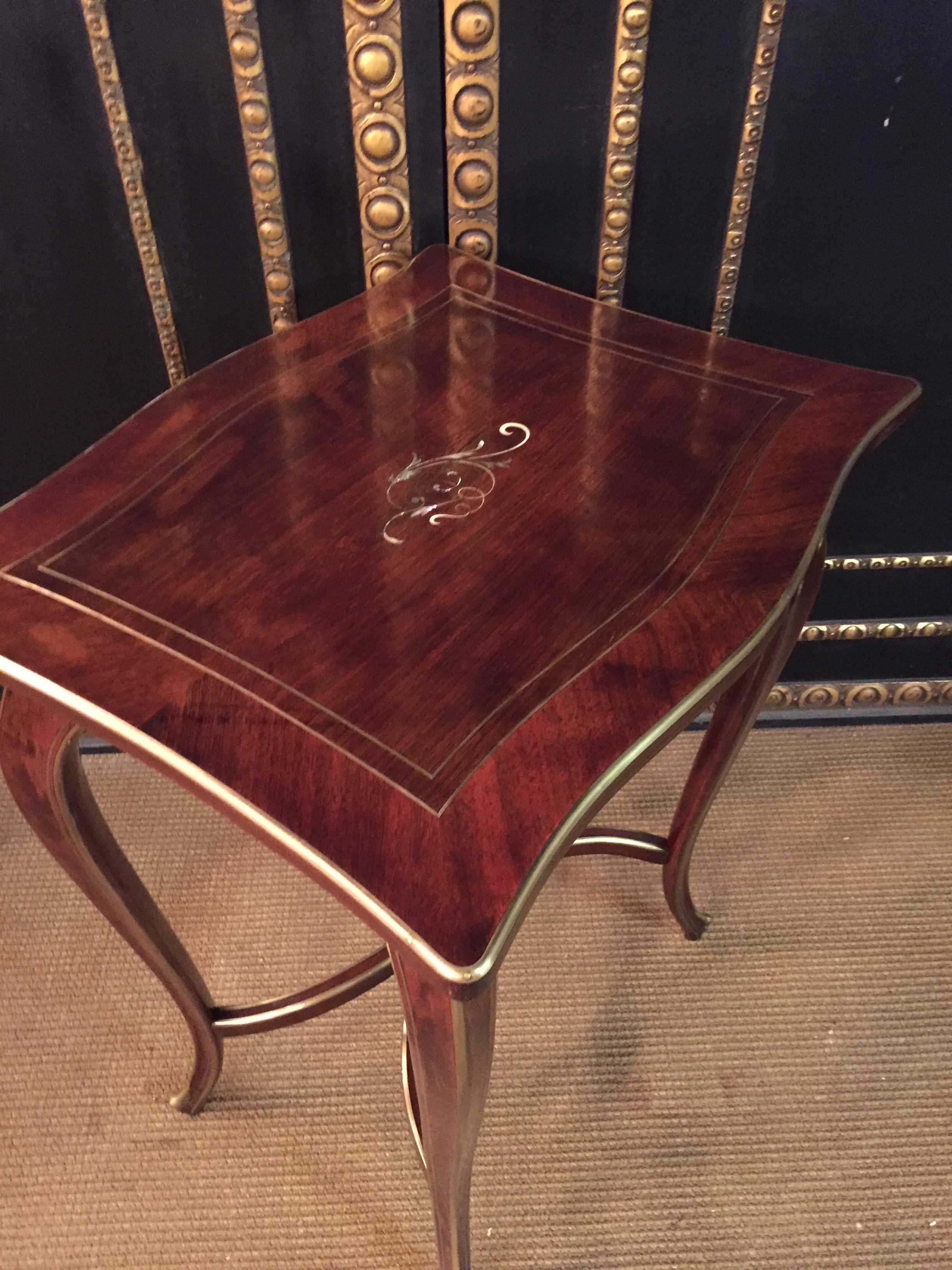 Antique Biedermeier Table Mahogany Inlaid with Mother Pearl 1870 7