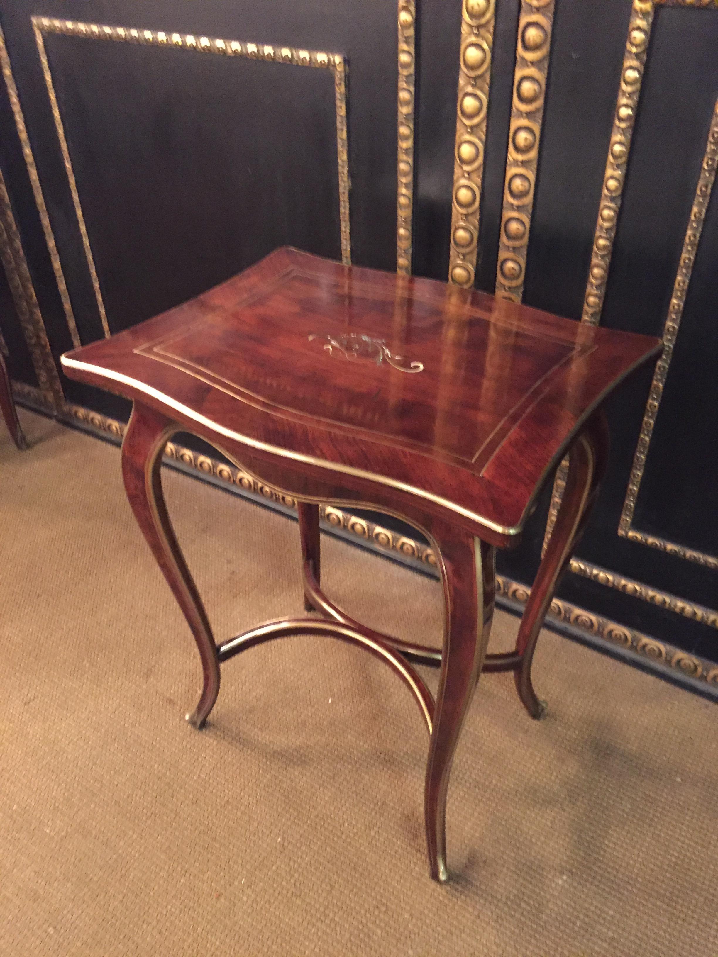 Antique Biedermeier Table Mahogany Inlaid with Mother Pearl 1870 In Good Condition In Berlin, DE