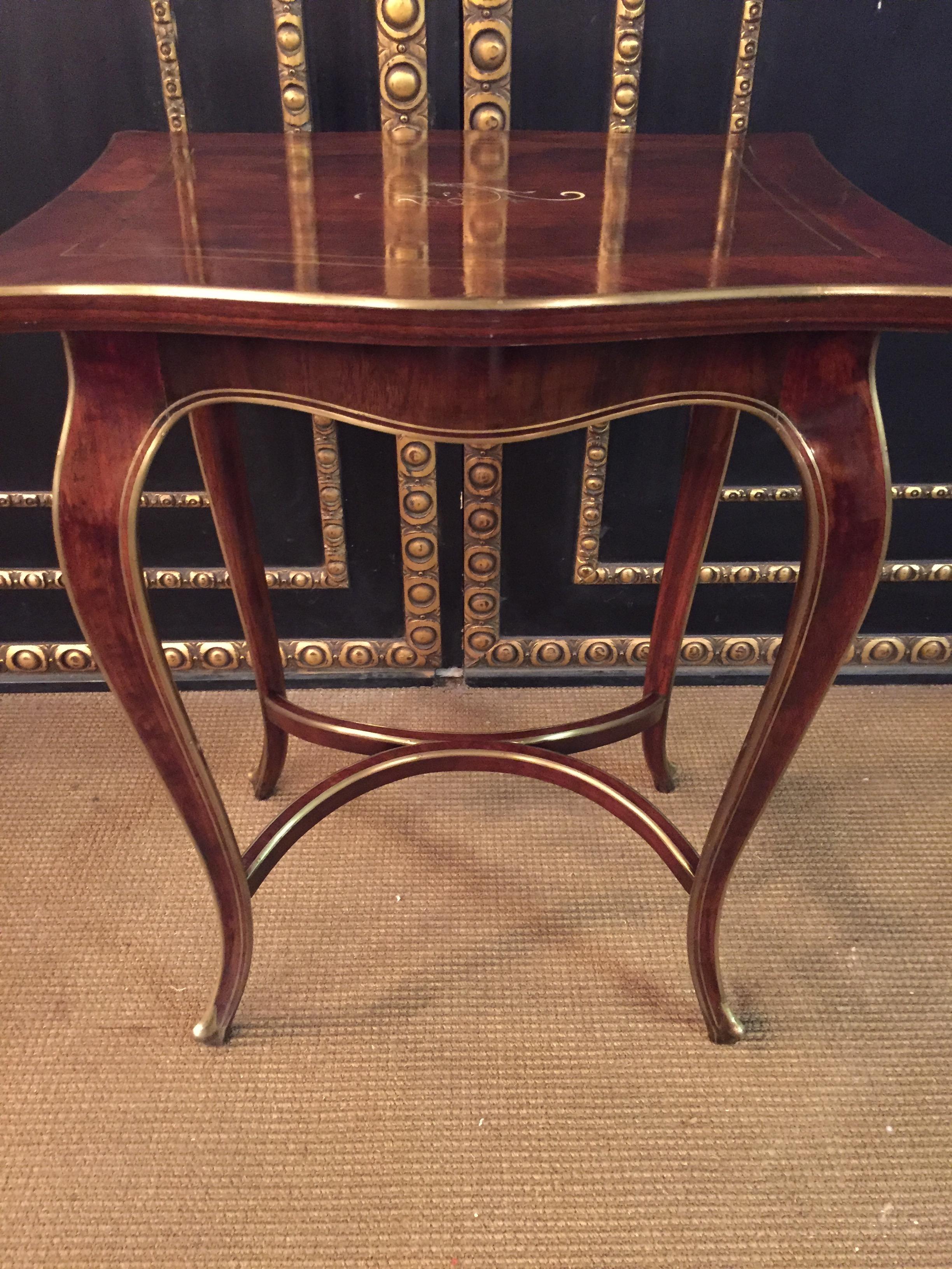 Antique Biedermeier Table Mahogany Inlaid with Mother Pearl 1870 1