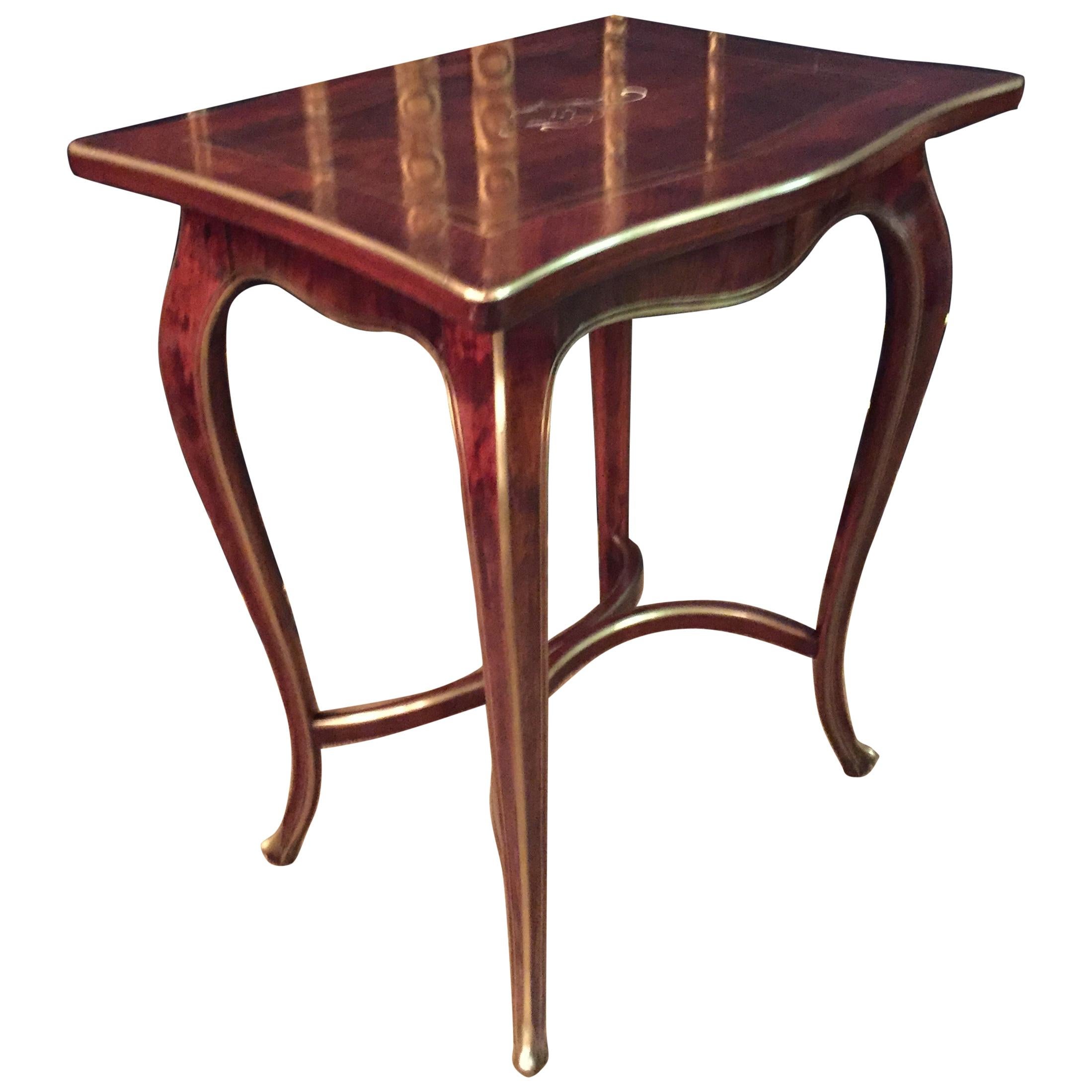 Antique Biedermeier Table Mahogany Inlaid with Mother Pearl 1870