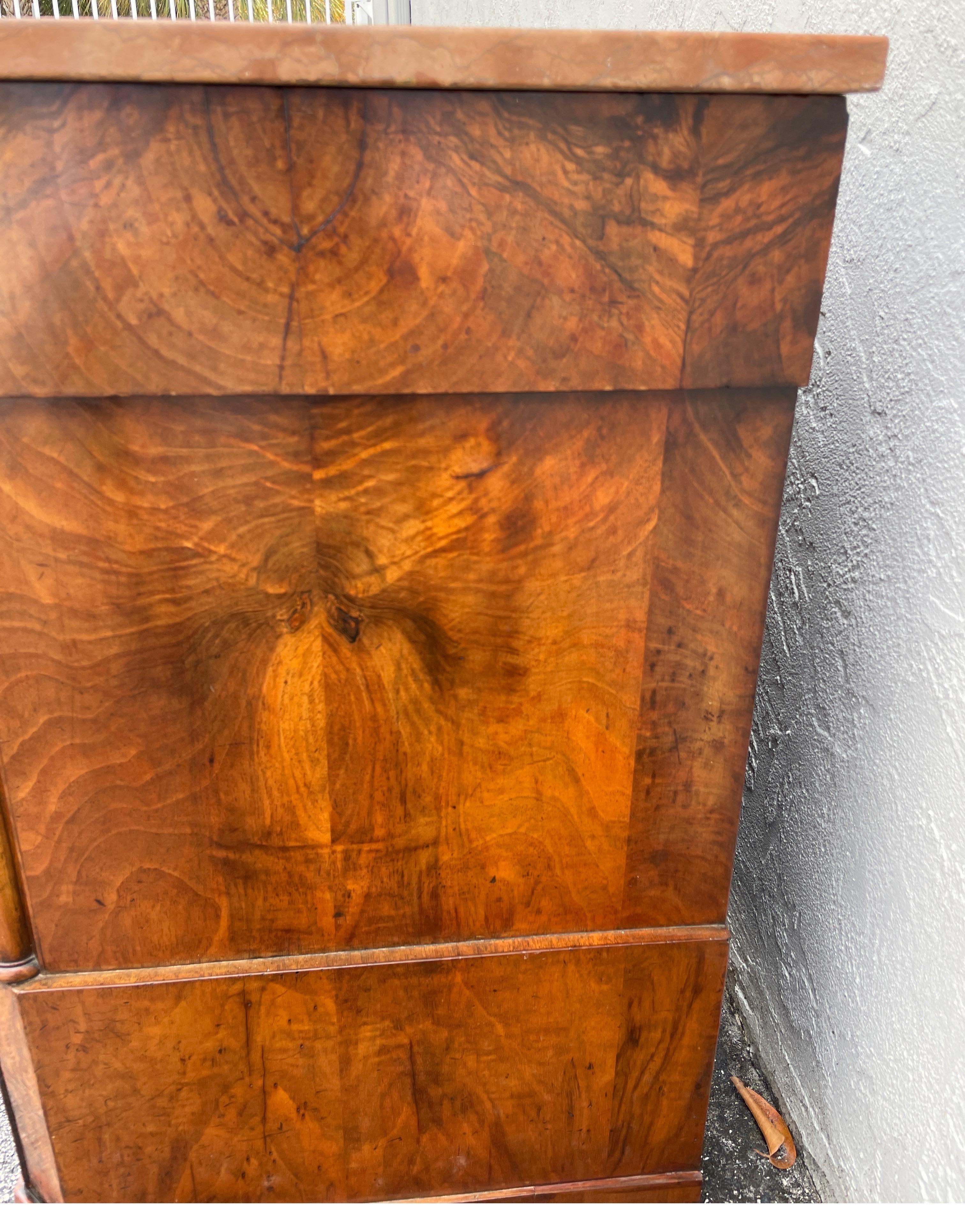 Biedermeier Three Drawer Chest with Marble Top In Good Condition In West Palm Beach, FL