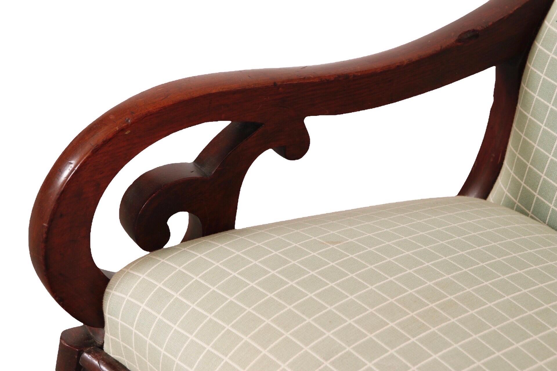 20th Century Biedermeier Upholstered Mahogany Rocking Chair