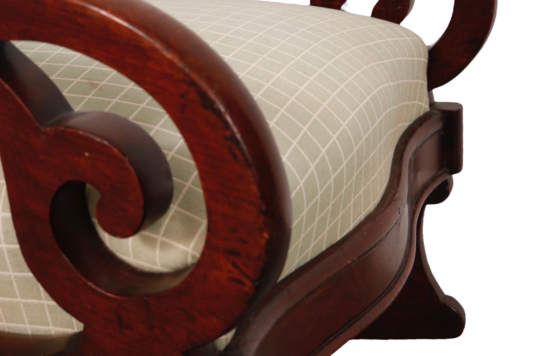 Fabric Biedermeier Upholstered Mahogany Rocking Chair