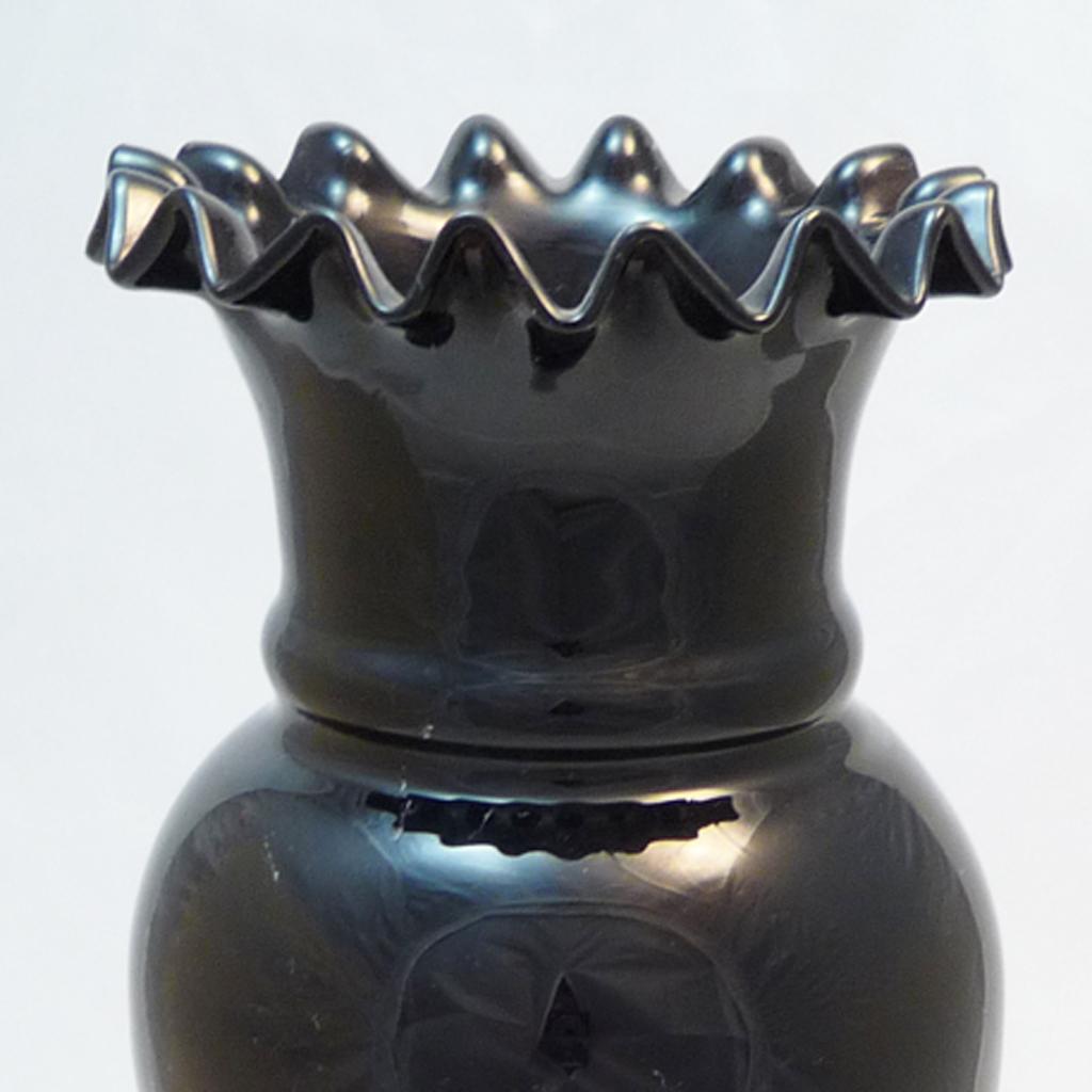 Blackened Biedermeier Vase Black Glass For Sale