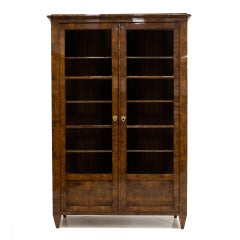 Biedermeier Vitrine in Burled Walnut Veneer, Germany, 19th Century