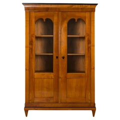 Antique Biedermeier Vitrine, Solid Cherry Wood, Germany, 19th Century