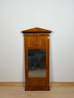 Biedermeier Wall Mirror, Cherry Veneer and Brass, South Germany circa 1830