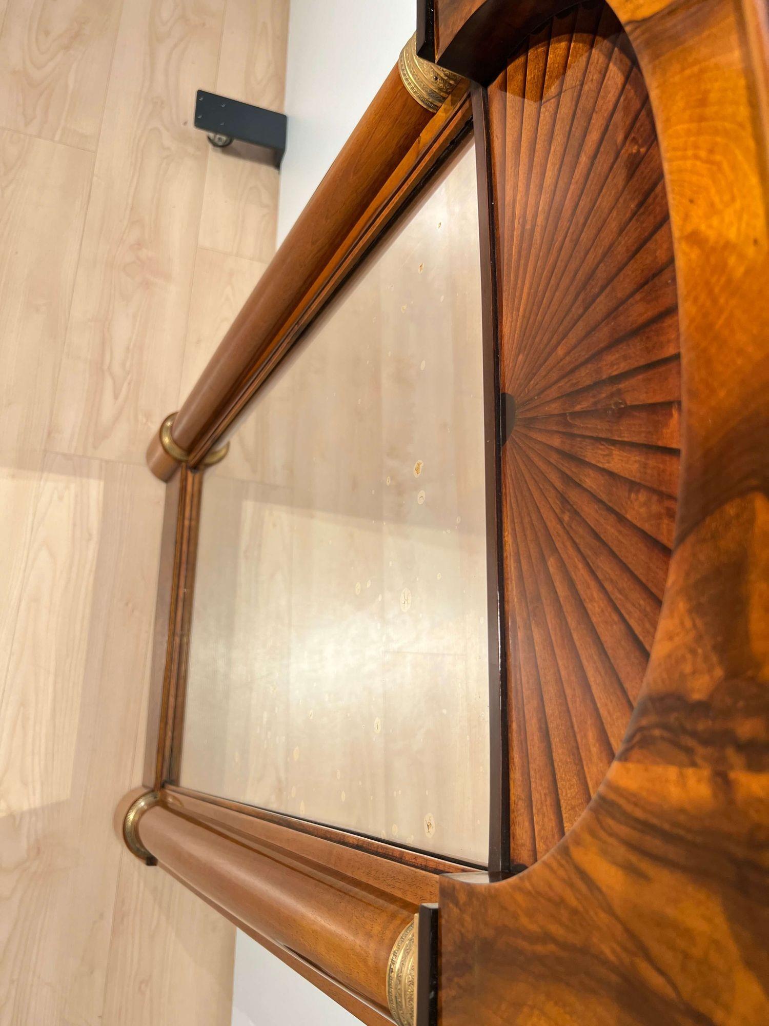 Biedermeier Wall Mirror, Walnut, Maple, Brass, Germany circa 1820 For Sale 10