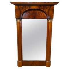 Biedermeier Wall Mirror, Walnut, Maple, Brass, Germany circa 1820