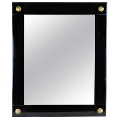 Biedermeier Wall Mirror with Brass Flowers Shellac Polished, Austria, circa 1850