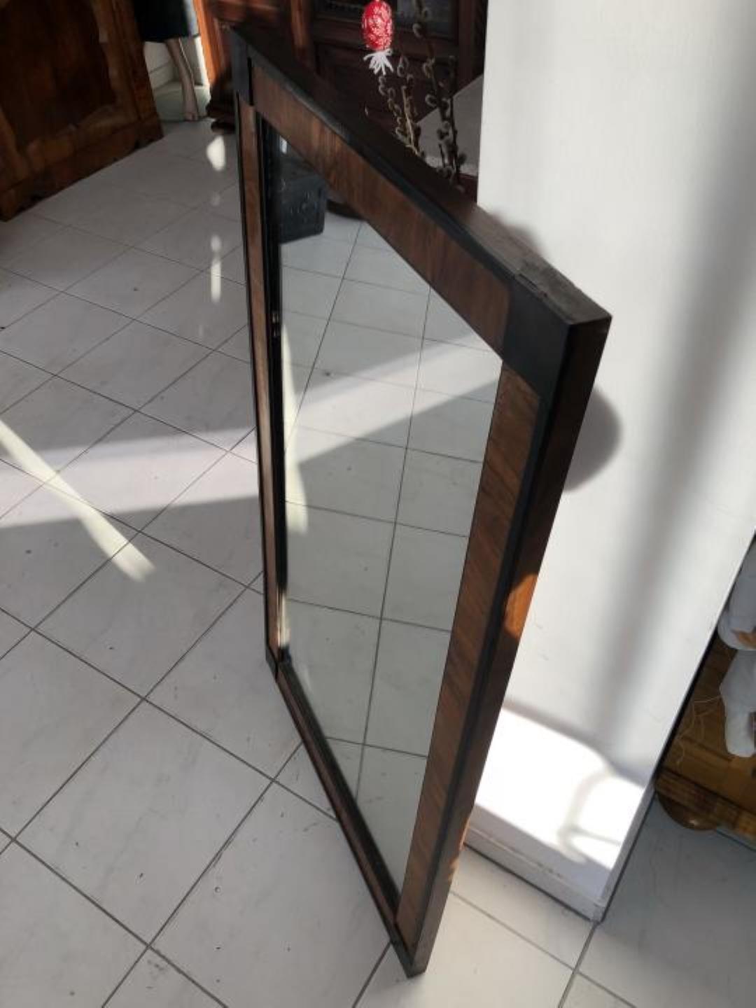 Austrian Biedermeier Wall Mirror with Original Walnut Veneer For Sale