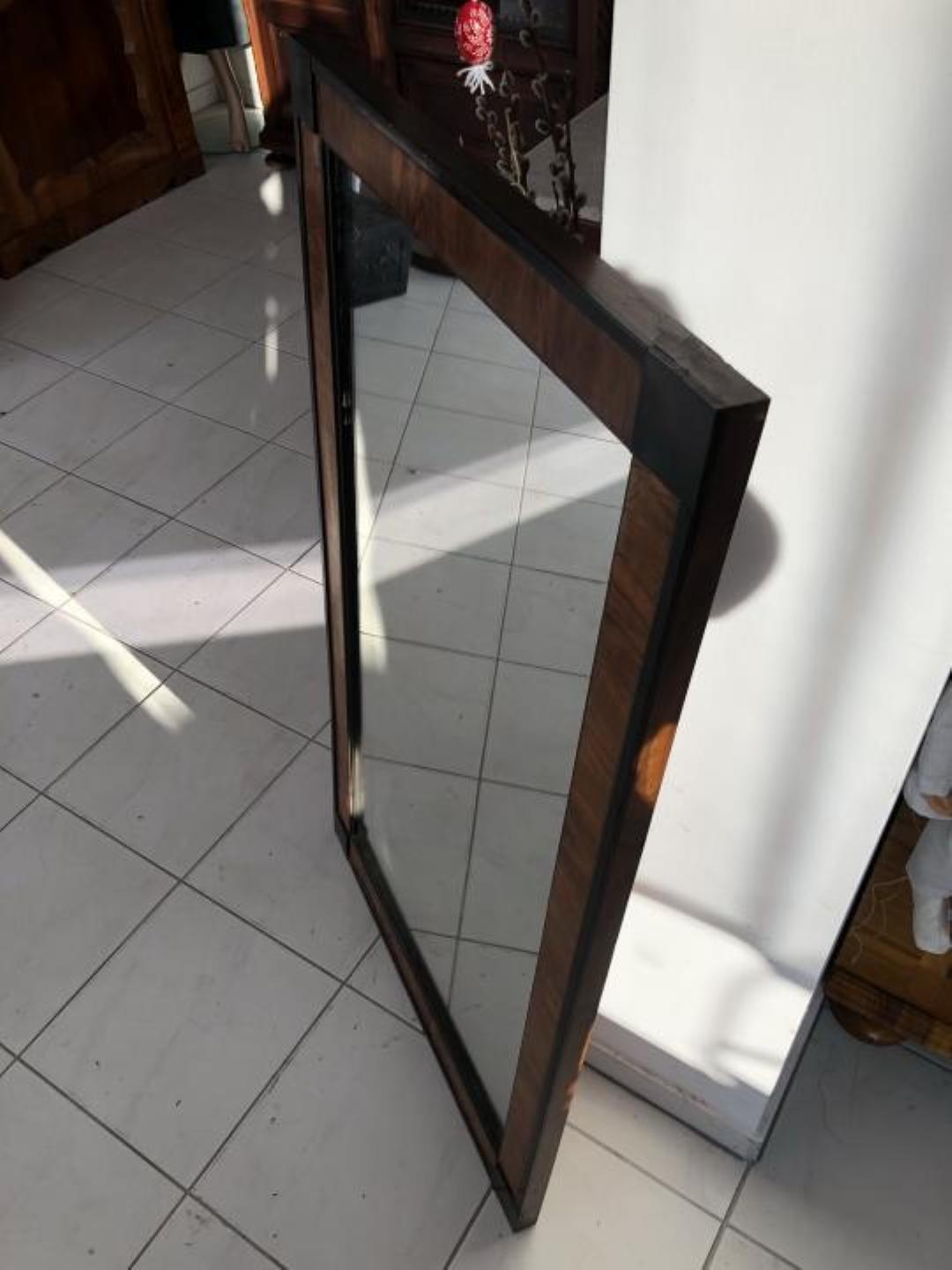 Hand-Crafted Biedermeier Wall Mirror with Original Walnut Veneer For Sale