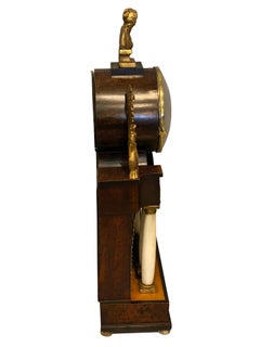 Pendule de cheminée Biedermeier en noyer et albâtre