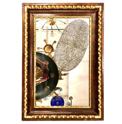 Miroir Biedermeier en noyer et bois doré